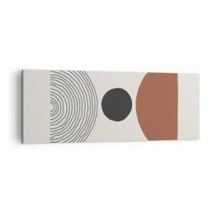 Quadro su tela - Stampe su Tela - Figure geometriche astratte in colori caldi - 140x50cm - Al centro dell'attenzione - Decorazione murale moderna per soggiorno e camera da letto ARTTOR