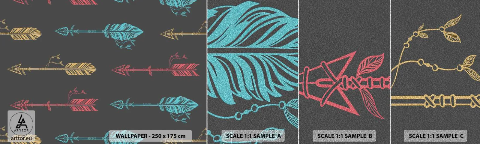 Campione di Fotomurale Premium Sand - In ordine - Astrazione, Boho, Freccia - 100x30 cm