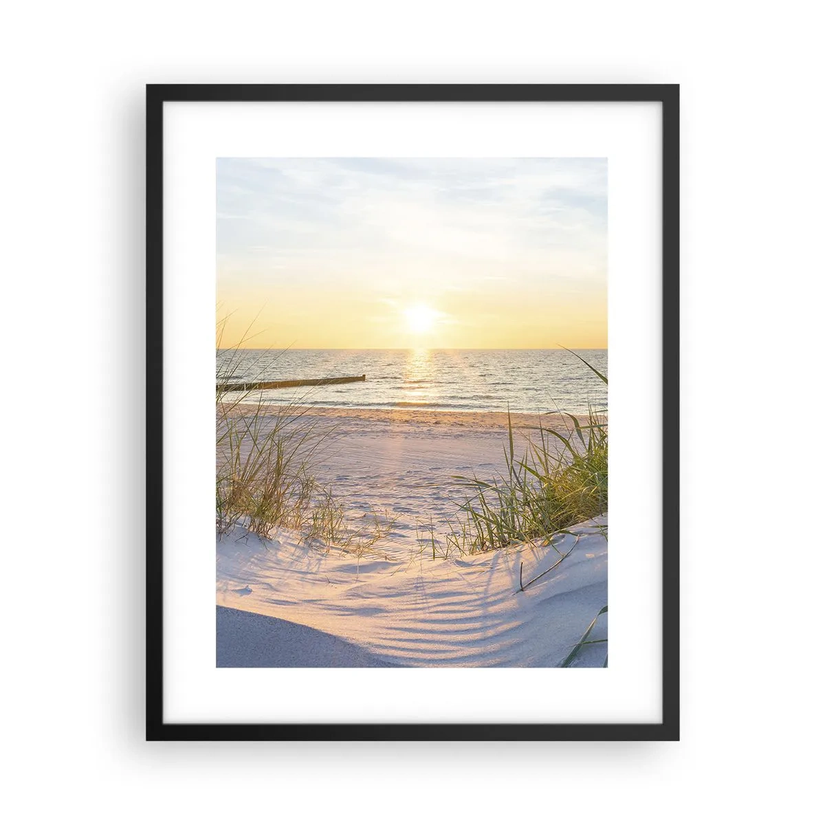 Poster in cornice nera - Rumore del mare, uccelli che cantano, spiaggia selvatica tra i cespugli... - 40x50 cm