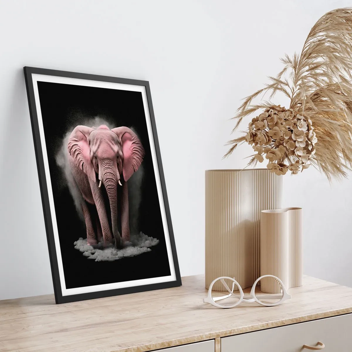 Poster in cornice nera - Non pensare all'elefante rosa! - 40x50 cm