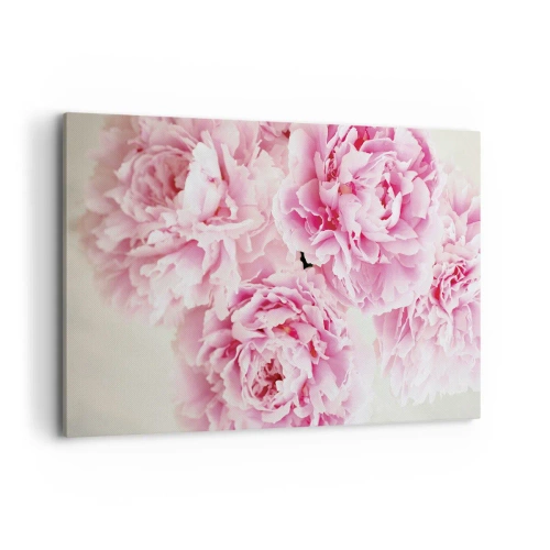 Quadro su tela - Stampe su Tela - Un bouquet di peonie rosa su uno sfondo chiaro - 120x80cm - Nel fasto rosa - Decorazione murale moderna per soggiorno e camera da letto ARTTOR