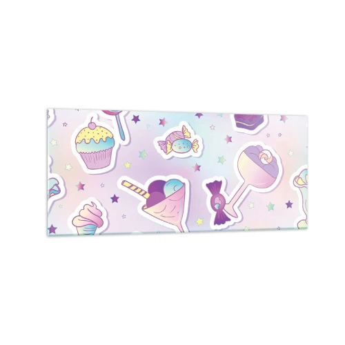 Quadro su vetro - Motivi pastello con dolci e dessert - 120x50cm - Ogni giorno è il mio compleanno - Decorazione murale moderna per soggiorno e camera da letto ARTTOR