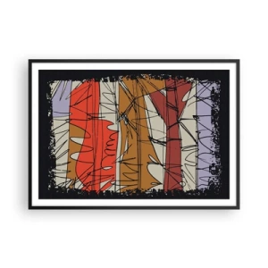 Poster in cornice nera - Composizione astratta dai colori intensi - 100x70cm - Composizione spontanea - Decorazione murale moderna per soggiorno e camera da letto ARTTOR