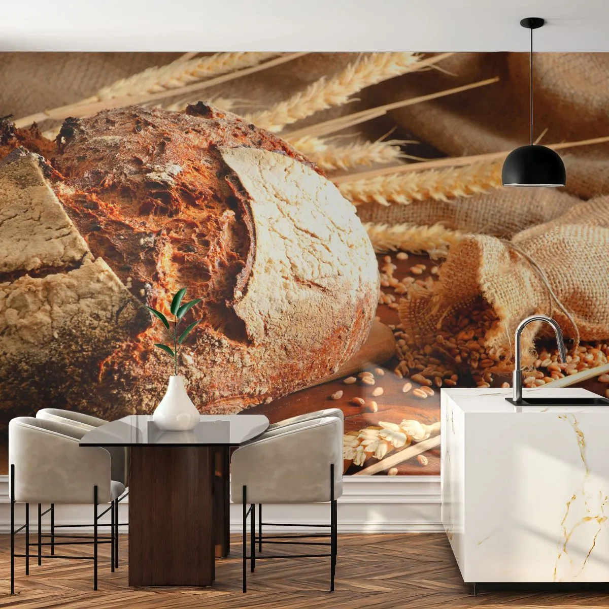 Fotomurali Premium Canvas - Appetitoso, profumato, croccante - Pane, Chicco di grano, Gastronomia - 350x256 cm