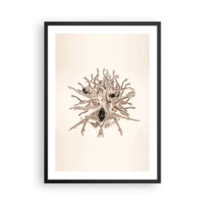 Poster in cornice nera - Una composizione artistica di una ballerina nei delicati colori beige. - 50x70cm - Fiorendo nella danza - Decorazione murale moderna per soggiorno e camera da letto ARTTOR