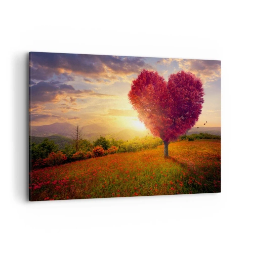 Quadro su tela - Stampe su Tela - Albero a forma di cuore al tramonto - 120x80cm - Ti prende al cuore - Decorazione murale moderna per soggiorno e camera da letto ARTTOR