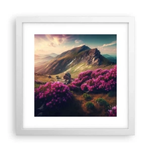Poster in cornice bianca - L'estate sui monti - 30x30 cm
