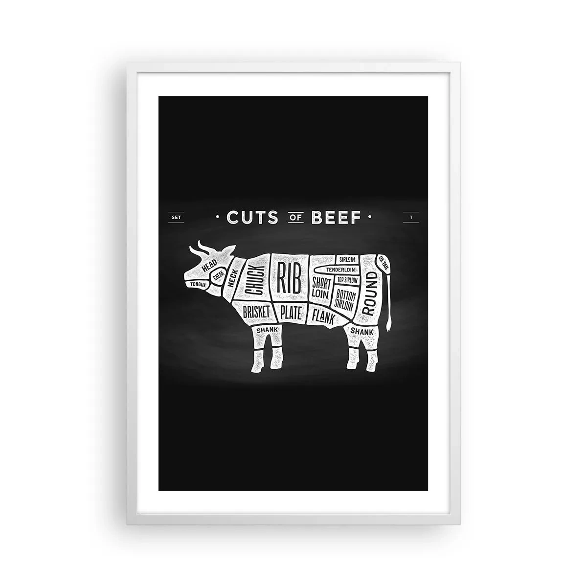 Poster in cornice bianca - Il sillabario del macellaio - 50x70 cm