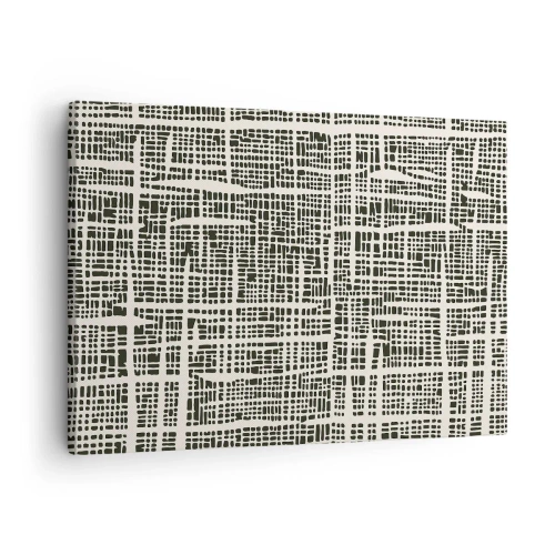 Quadro su tela - Stampe su Tela - Un motivo geometrico che ricorda una griglia su uno sfondo chiaro - 70x50cm - Composizione tessuta - Decorazione murale moderna per soggiorno e camera da letto ARTTOR