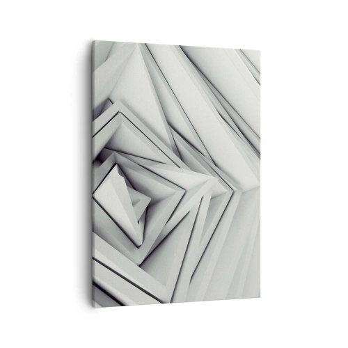 Quadro su tela - Stampe su Tela - Una composizione astratta di forme geometriche nelle tonalità del grigio. - 50x70cm - Germogli spigolosi - Decorazione murale moderna per soggiorno e camera da letto ARTTOR