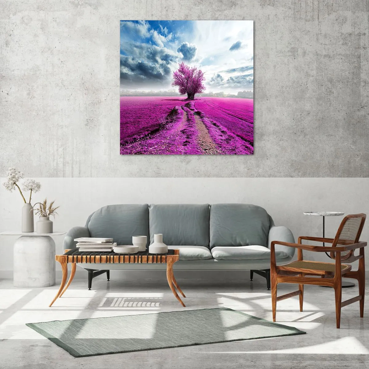 Quadro su vetro - Brughiera selvatica - 70x70 cm