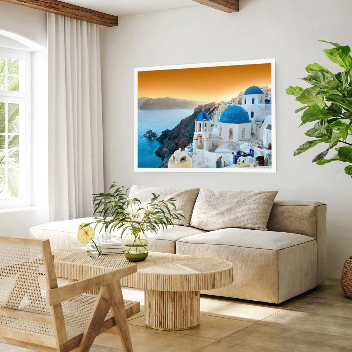 Poster - Santorini: aggrappate alle rocce - 91x61 cm