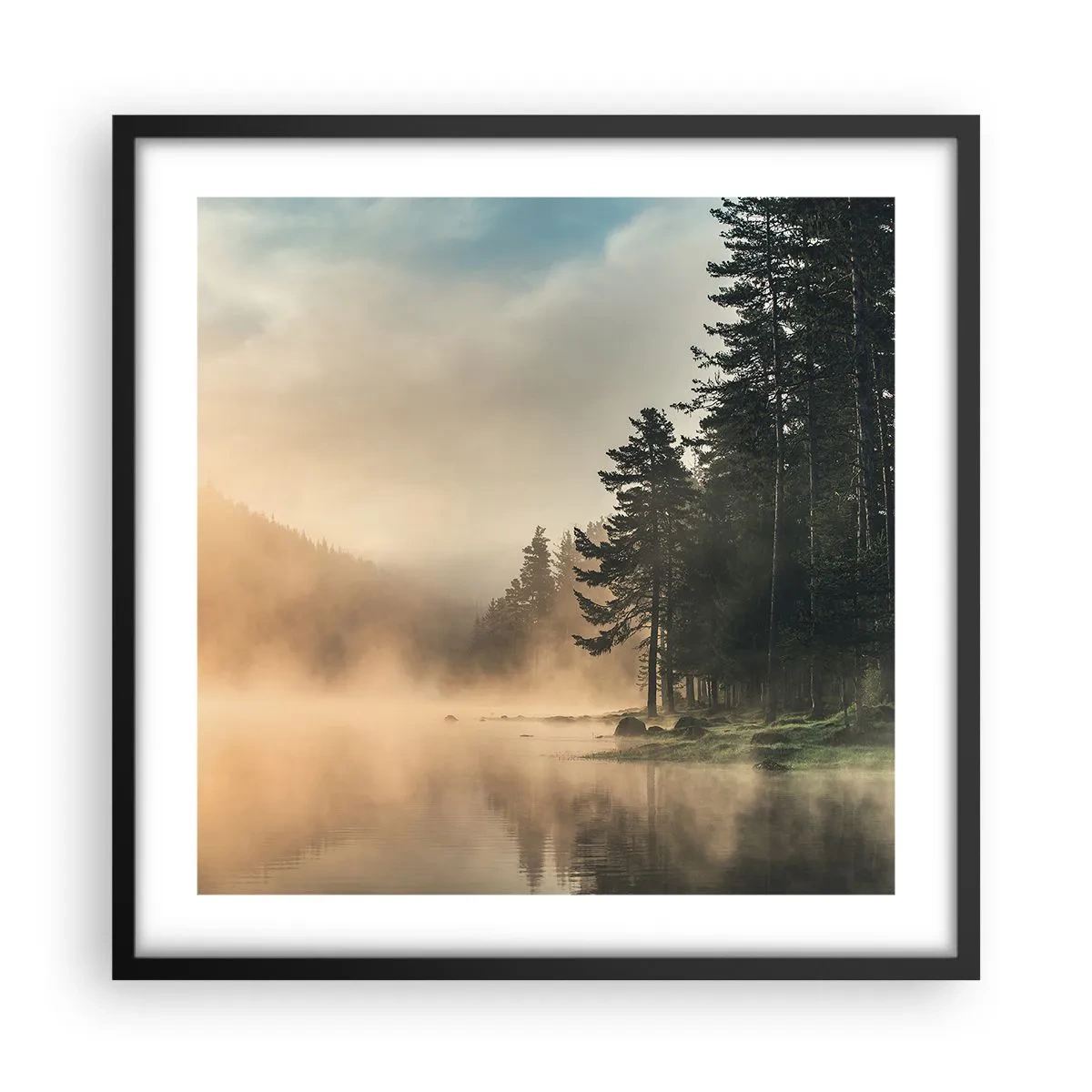 Poster in cornice nera - La nascita del giorno - 50x50 cm