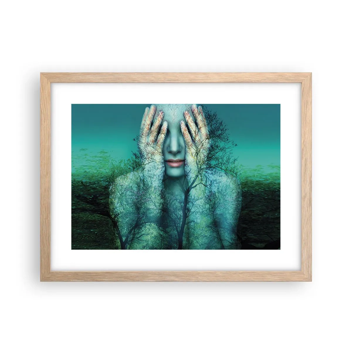Poster in cornice rovere chiaro - Immersa nel blu - 40x30 cm