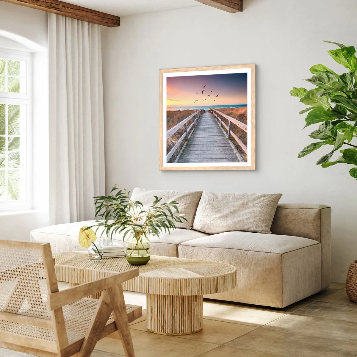 Poster in cornice rovere chiaro - Spazio per volare - 40x40 cm