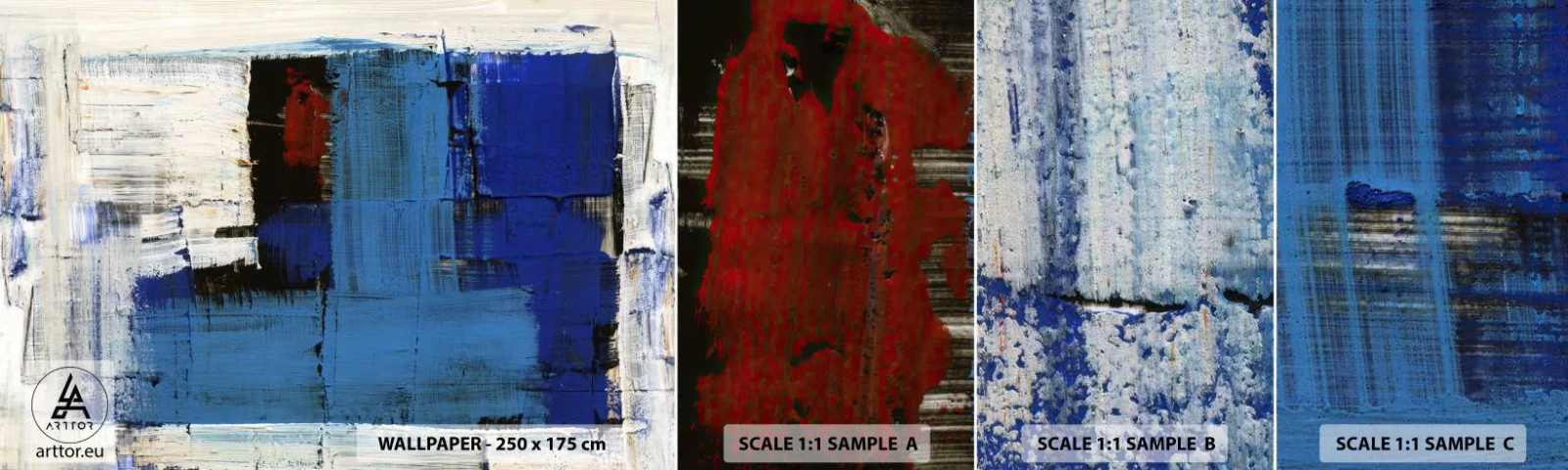 Campione di Fotomurale Adesivo Deluxe Sticker - I segreti del blu - Astrazione, Pezzo, Modernità - 100x30 cm