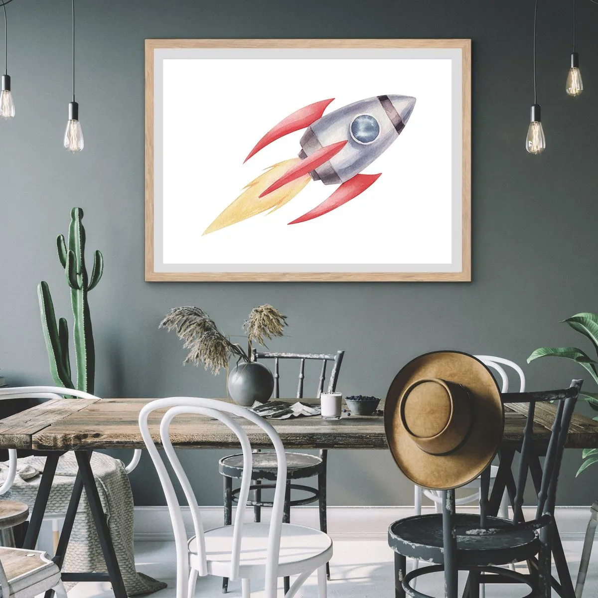 Poster in cornice rovere chiaro - Più in alto, più veloce, più lontano - 100x70 cm