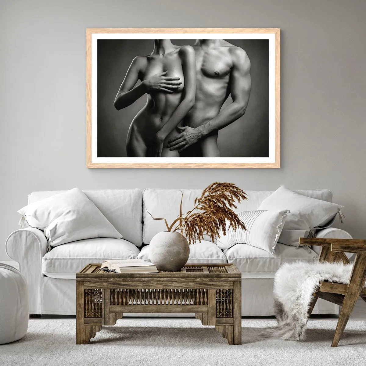 Poster in cornice rovere chiaro - Adamo ed Eva - 100x70 cm