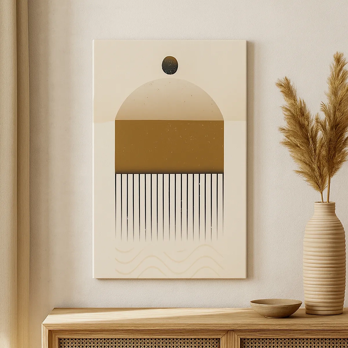 Quadro su tela - Stampe su Tela - Composizione geometrica astratta nei toni del beige e del marrone - 50x70cm - Diversi stati - Decorazione murale moderna per soggiorno e camera da letto ARTTOR