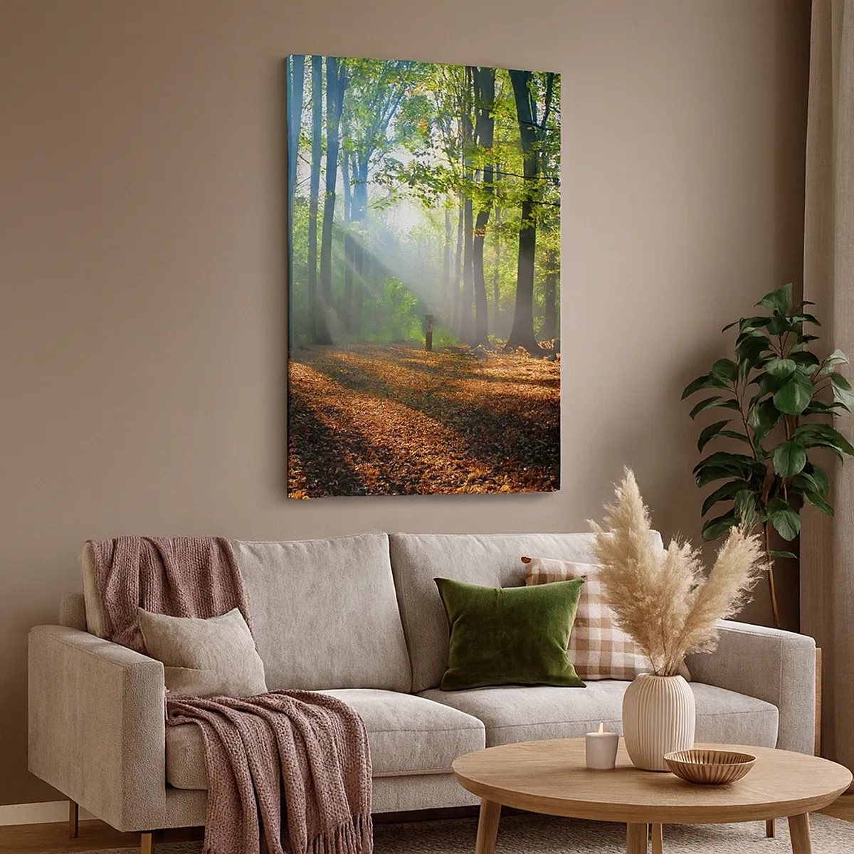 Quadro su tela - Stampe su Tela - Una radura della foresta illuminata dai raggi del sole - 50x70cm - Luci e ombre - Decorazione murale moderna per soggiorno e camera da letto ARTTOR