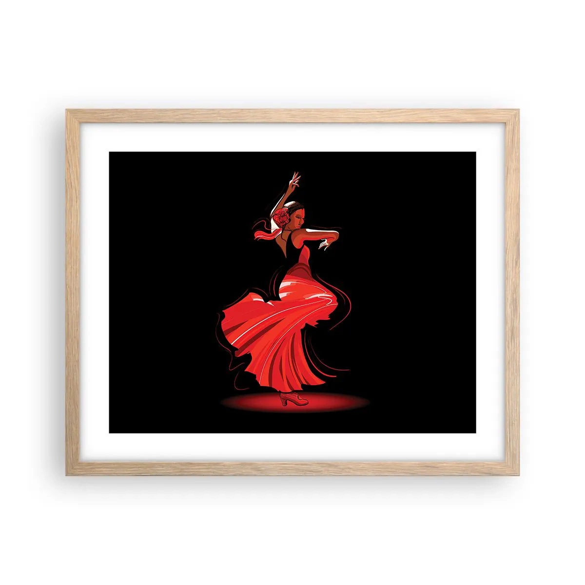 Poster in cornice rovere chiaro - Lo spirito focoso del flamenco - 50x40 cm