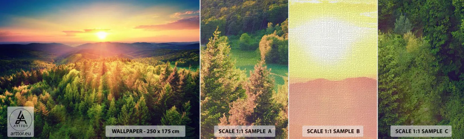 Campione di Fotomurale Premium Canvas - Vette e cime - Paesaggio, foresta, Montagne - 100x30 cm