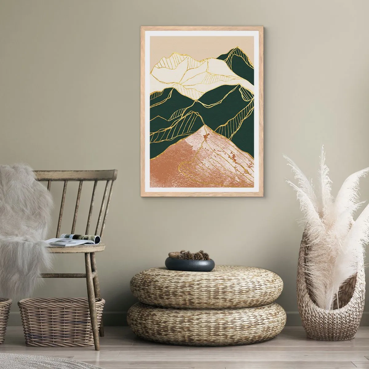 Poster in cornice rovere chiaro - Cime d'oro - 50x70 cm