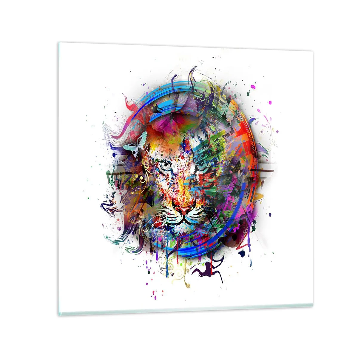 Quadro su vetro - Si nasconde dietro un velo arcobaleno - 60x60 cm