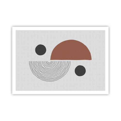 Poster - Forme geometriche nelle tonalità del marrone e del nero - 100x70cm - La perfezione del cerchio - Decorazione murale moderna per soggiorno e camera da letto ARTTOR