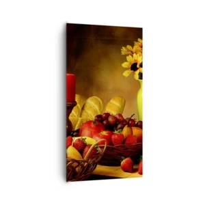 Quadro su tela - Stampe su Tela - Natura morta con pane e frutta - 65x120 cm