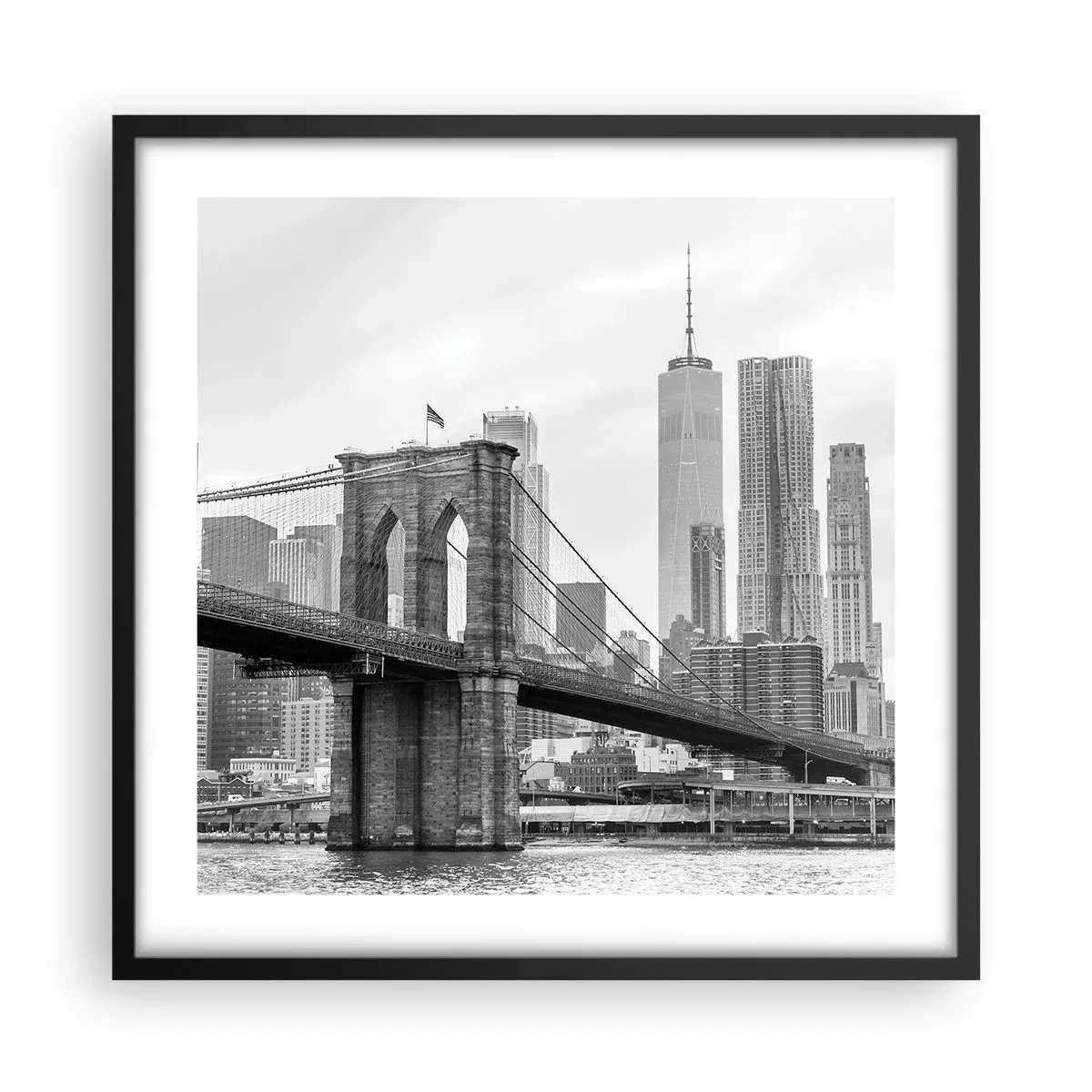Poster in cornice nera - Atmosfera di New York - 50x50 cm