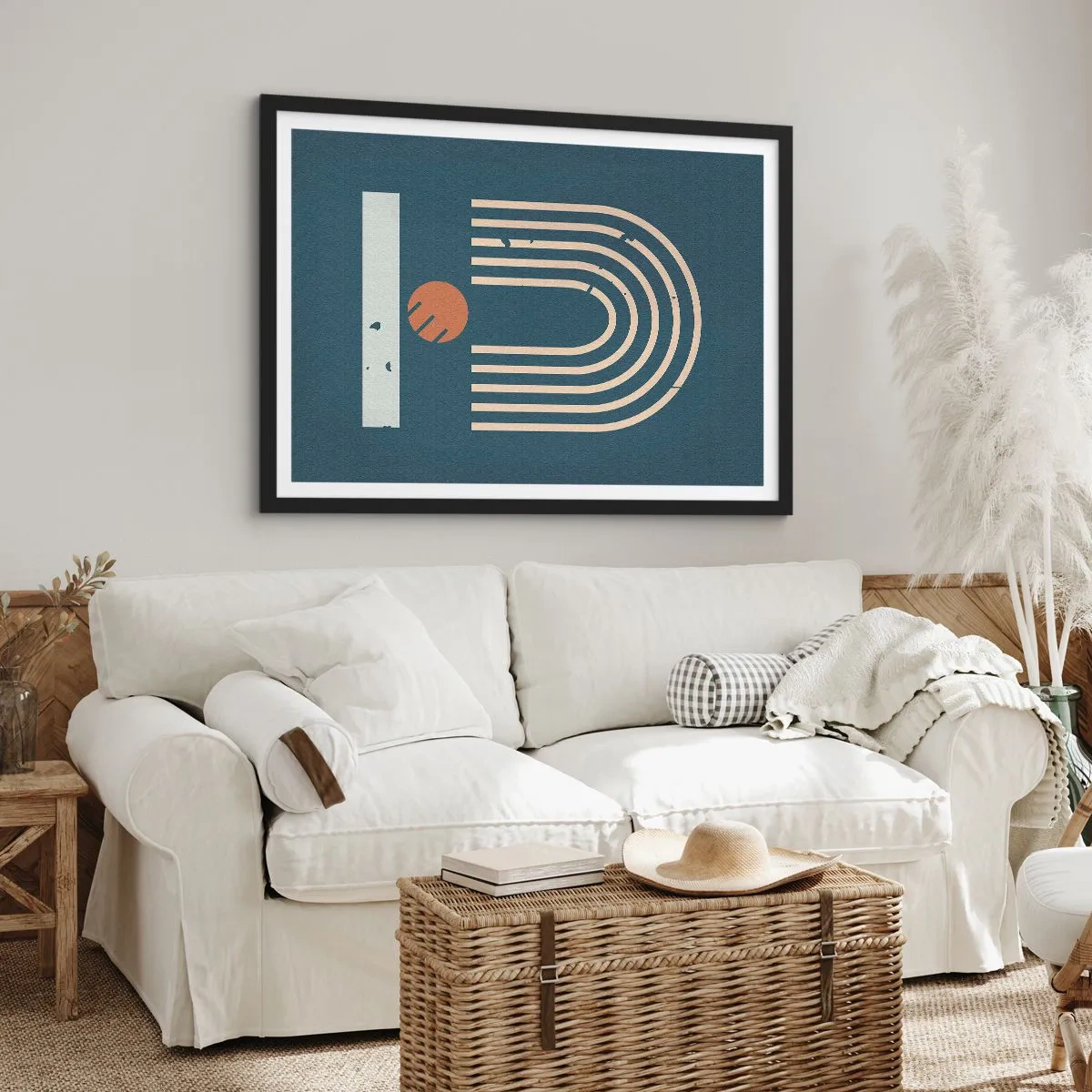 Poster in cornice nera - Geometria in blu - 40x30 cm