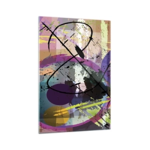 Quadro su vetro - Un motivo astratto colorato con linee e forme dinamiche. - 70x100cm - Per la via diritta o tortuosa - Decorazione murale moderna per soggiorno e camera da letto ARTTOR