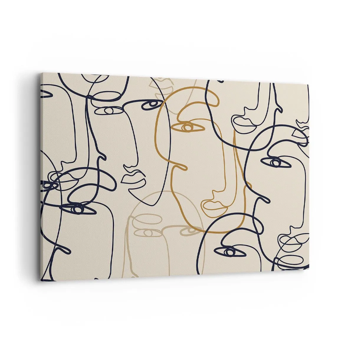 Quadro su tela - Stampe su Tela - Volti minimalisti in stile line art su sfondo chiaro - 100x70cm - Ritratto multiplo - Decorazione murale moderna per soggiorno e camera da letto ARTTOR