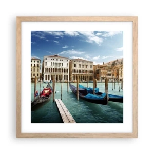 Poster in cornice rovere chiaro - Palazzi nel blu - 40x40 cm