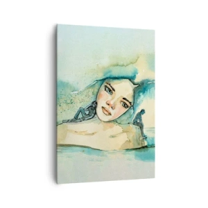 Quadro su tela - Stampe su Tela - Acquerello del volto di una donna con motivo riflettente - 70x100cm - Am I blue? - Decorazione murale moderna per soggiorno e camera da letto ARTTOR