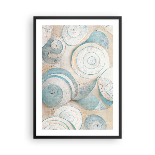 Poster in cornice nera - Spirali astratte nei toni del blu e del beige - 50x70cm - Cosa nasconde la chiocciola? - Decorazione murale moderna per soggiorno e camera da letto ARTTOR