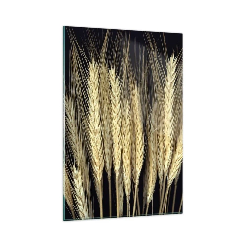 Quadro su vetro - Spighe di grano su sfondo nero in stile rustico - 80x120cm - Magia rustica - Decorazione murale moderna per soggiorno e camera da letto ARTTOR