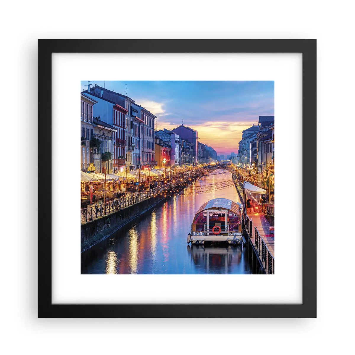 Poster in cornice nera - Sera di luce e di divertimento - 30x30 cm
