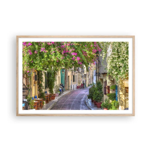 Poster in cornice rovere chiaro - Angolo fiorito - 91x61 cm