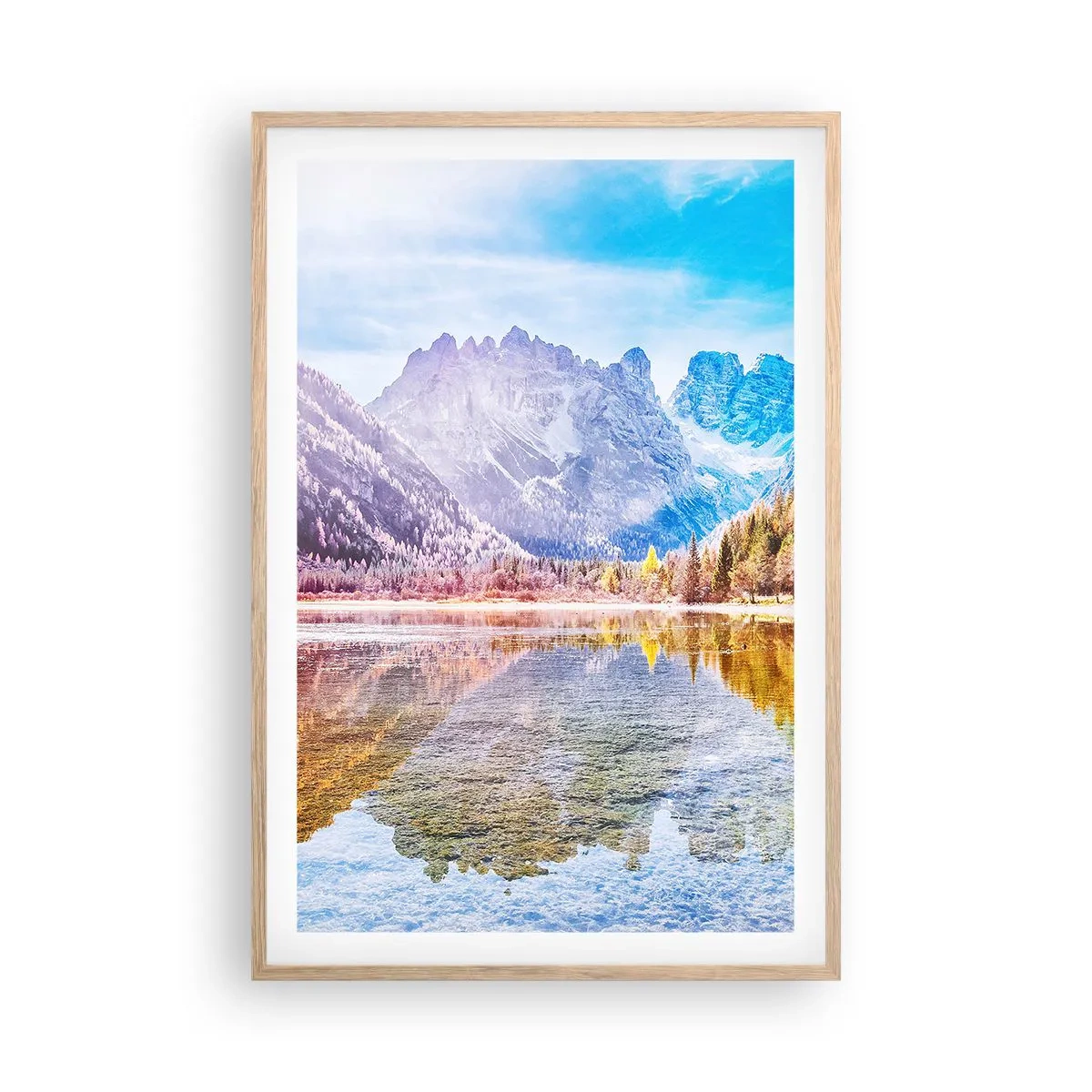 Poster in cornice rovere chiaro - E nei monti è già autunno - 61x91 cm