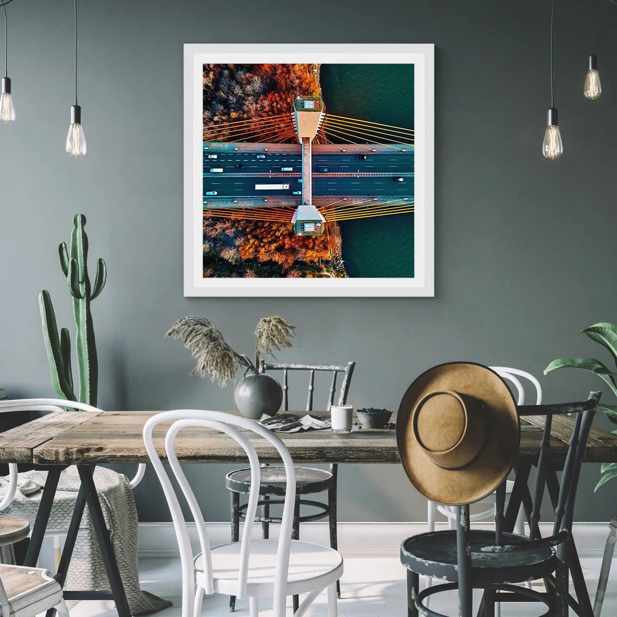 Poster in cornice bianca - Oltre il fiume, oltre il bosco - 50x50 cm