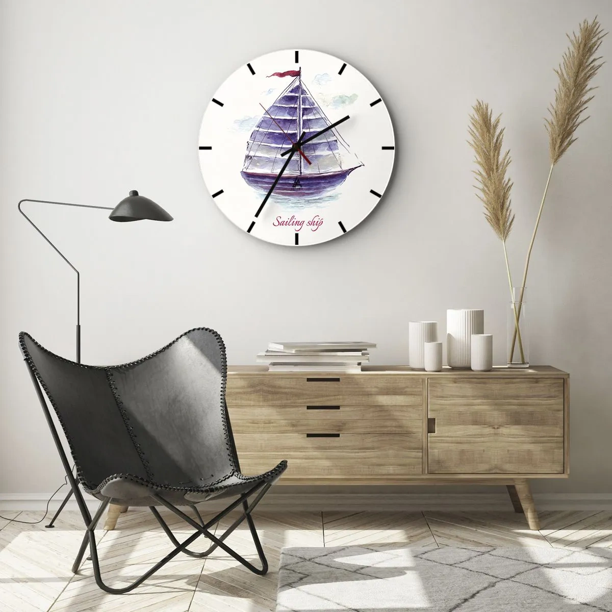 Orologio da parete - Orologio in Vetro - Gonfie vele e mare calmo - 40x40 cm