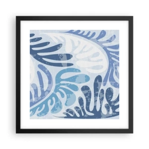 Poster in cornice nera - Felci blu - 40x40 cm