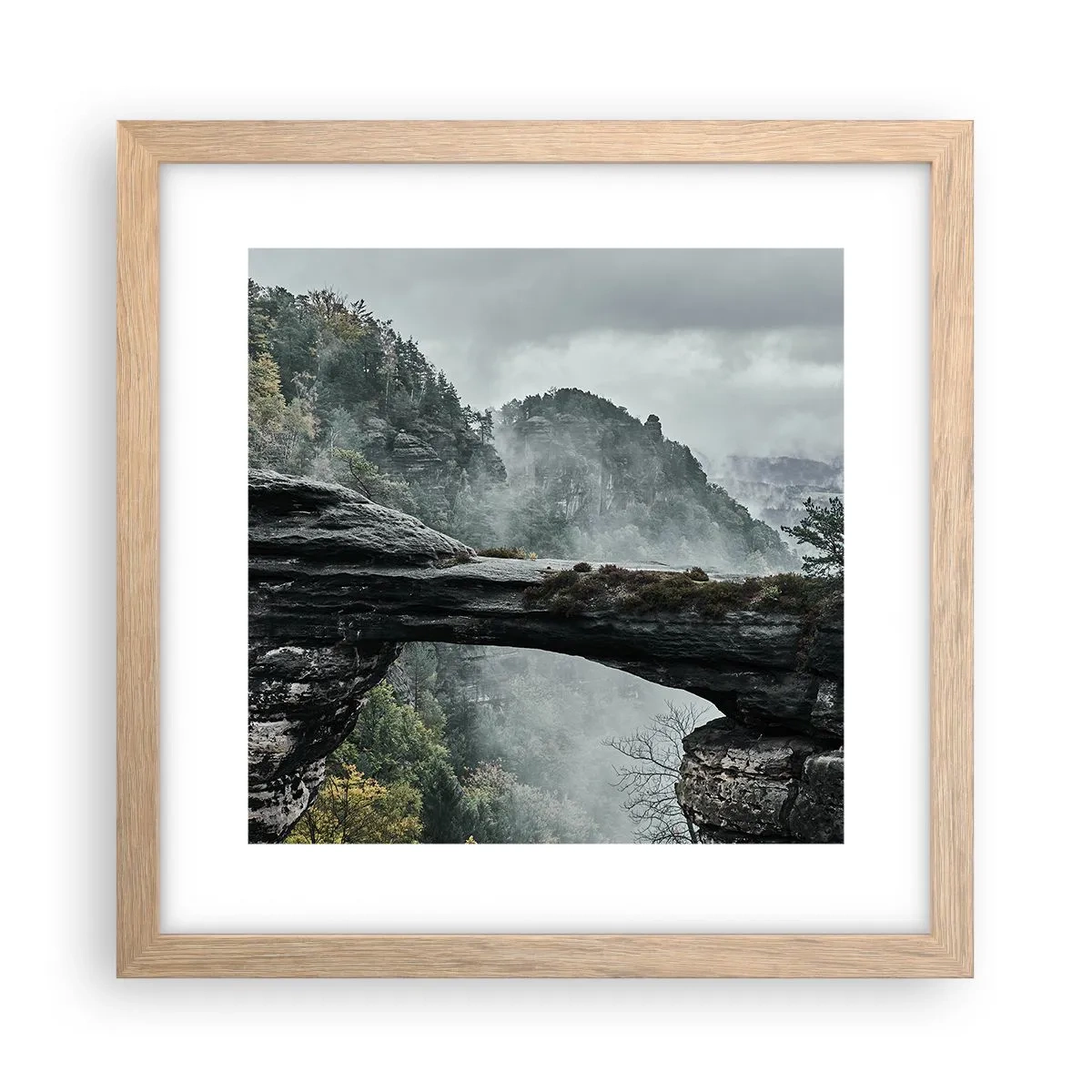 Poster in cornice rovere chiaro - Qui inizia l'avventura - 30x30 cm