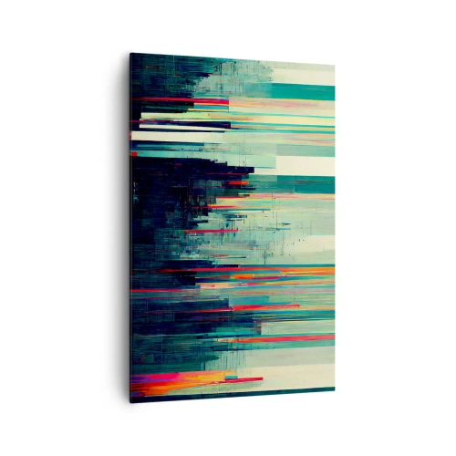 Quadro su tela - Stampe su Tela - Astrazione con linee verticali e skyline della città - 80x120cm - Città futuristica - Decorazione murale moderna per soggiorno e camera da letto ARTTOR