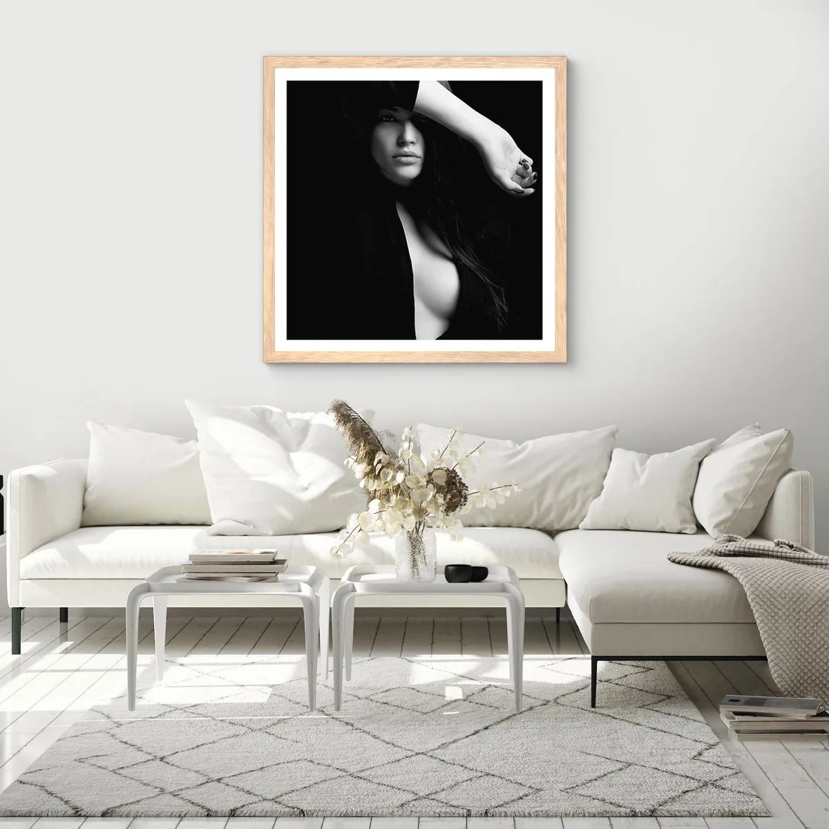 Poster in cornice rovere chiaro - Scuola di seduzione - 40x40 cm