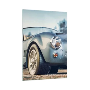 Quadro su vetro - Un'auto sportiva con le montagne sullo sfondo - 50x70cm - Perché lo stile è importante - Decorazione murale moderna per soggiorno e camera da letto ARTTOR