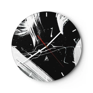 Orologio da parete - Orologio in Vetro - Astrazione in bianco e nero con pennellate dinamiche - 30x30cm - Spezzando l'oscurità - Decorazione murale moderna per soggiorno, cucina e camera da letto ARTTOR
