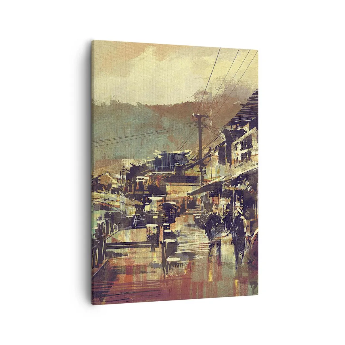 Quadro su tela - Stampe su Tela - Una città con un ponte e strade dallo stile artistico - 50x70cm - La vita come ricchezza di grigio - Decorazione murale moderna per soggiorno e camera da letto ARTTOR